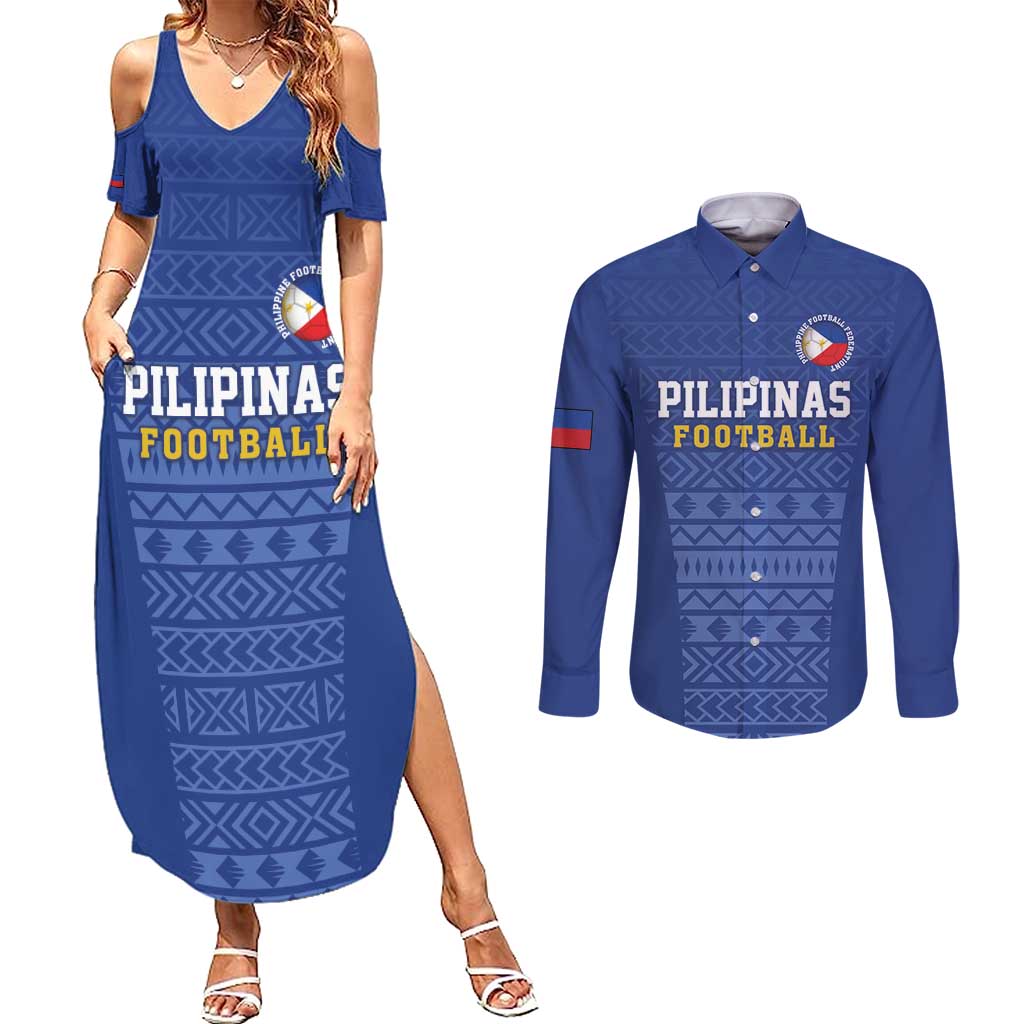 Custom Philippines Football Couples Matching Summer Maxi Dress and Long Sleeve Button Shirt Pambansang koponan ng futbol ng Pilipinas