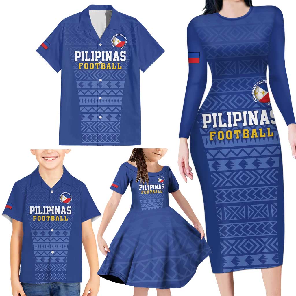 Custom Philippines Football Family Matching Long Sleeve Bodycon Dress and Hawaiian Shirt Pambansang koponan ng futbol ng Pilipinas