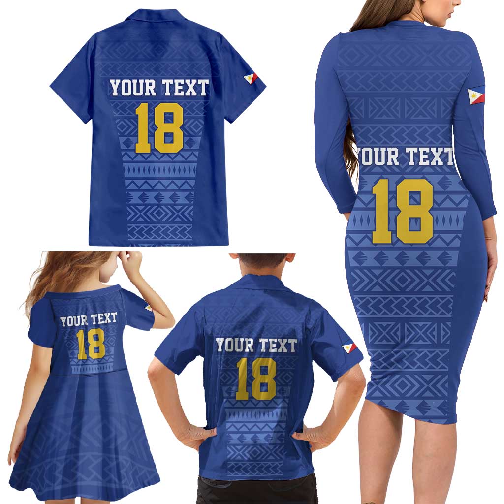 Custom Philippines Football Family Matching Long Sleeve Bodycon Dress and Hawaiian Shirt Pambansang koponan ng futbol ng Pilipinas