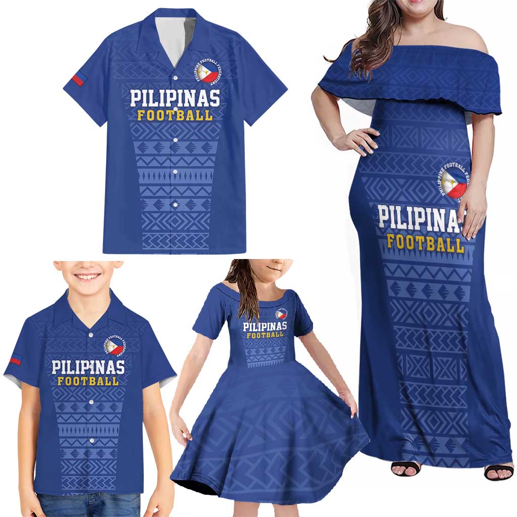 Custom Philippines Football Family Matching Off Shoulder Maxi Dress and Hawaiian Shirt Pambansang koponan ng futbol ng Pilipinas