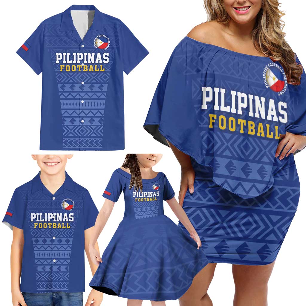 Custom Philippines Football Family Matching Off Shoulder Short Dress and Hawaiian Shirt Pambansang koponan ng futbol ng Pilipinas