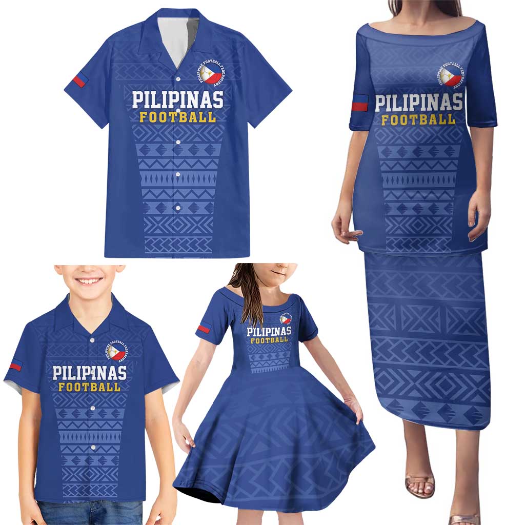 Custom Philippines Football Family Matching Puletasi and Hawaiian Shirt Pambansang koponan ng futbol ng Pilipinas