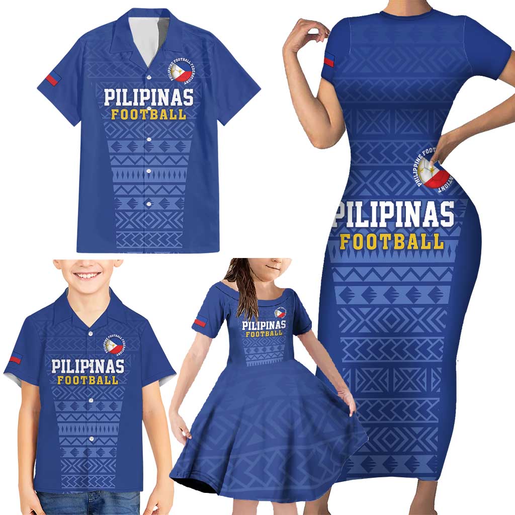 Custom Philippines Football Family Matching Short Sleeve Bodycon Dress and Hawaiian Shirt Pambansang koponan ng futbol ng Pilipinas