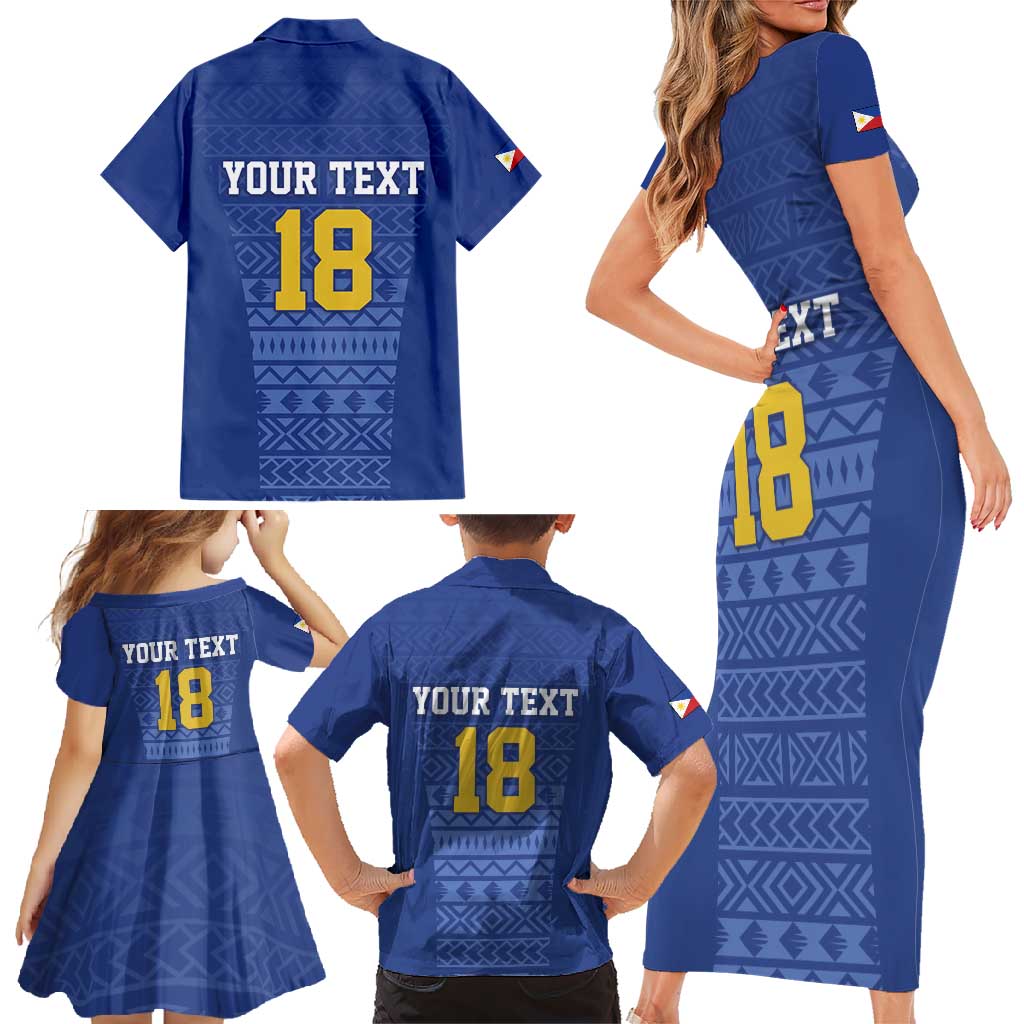 Custom Philippines Football Family Matching Short Sleeve Bodycon Dress and Hawaiian Shirt Pambansang koponan ng futbol ng Pilipinas