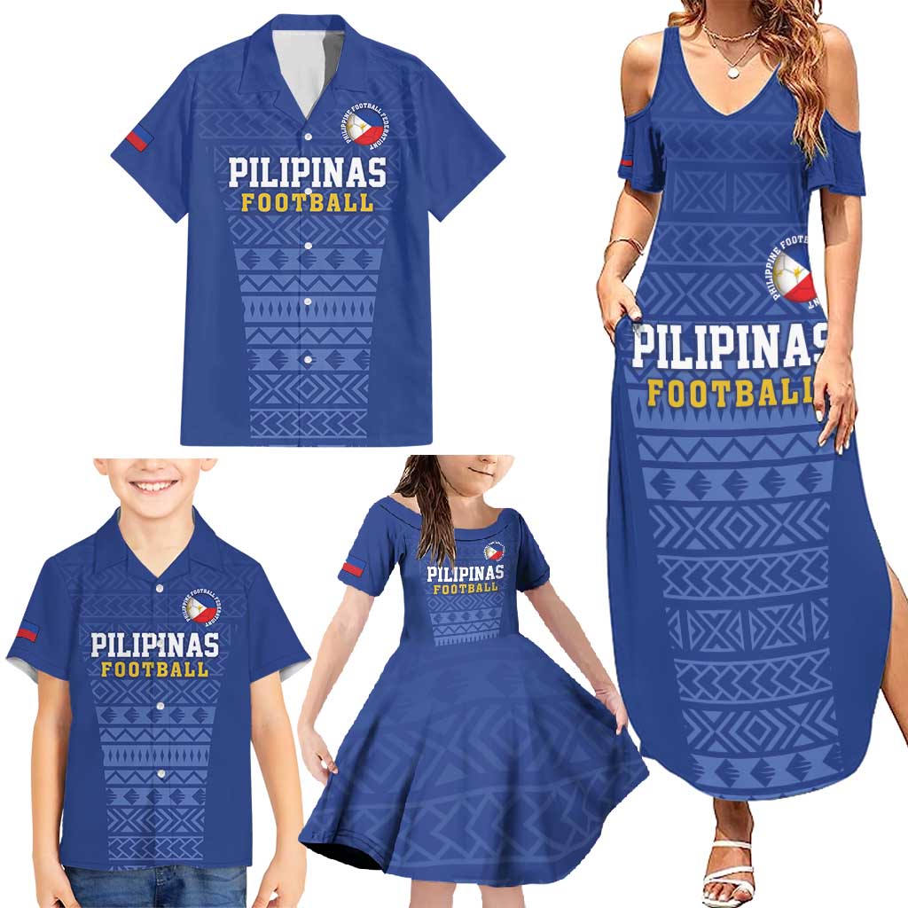 Custom Philippines Football Family Matching Summer Maxi Dress and Hawaiian Shirt Pambansang koponan ng futbol ng Pilipinas