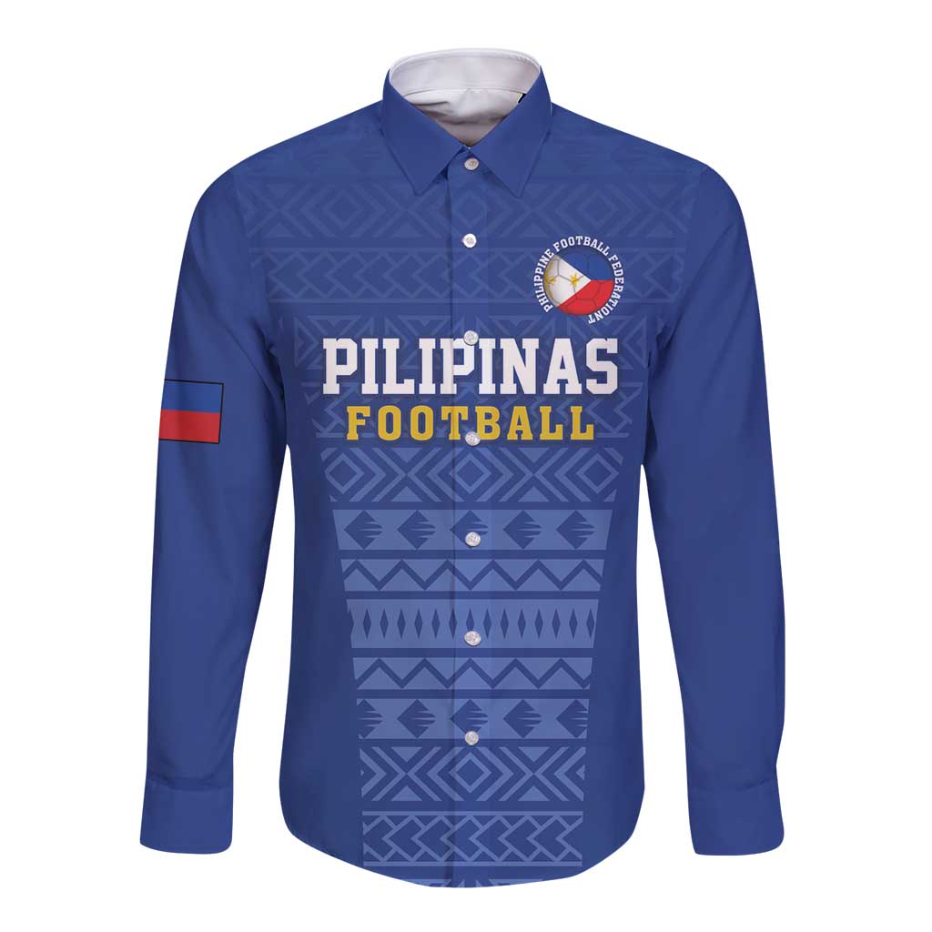 Custom Philippines Football Long Sleeve Button Shirt Pambansang koponan ng futbol ng Pilipinas