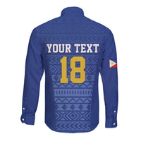 Custom Philippines Football Long Sleeve Button Shirt Pambansang koponan ng futbol ng Pilipinas