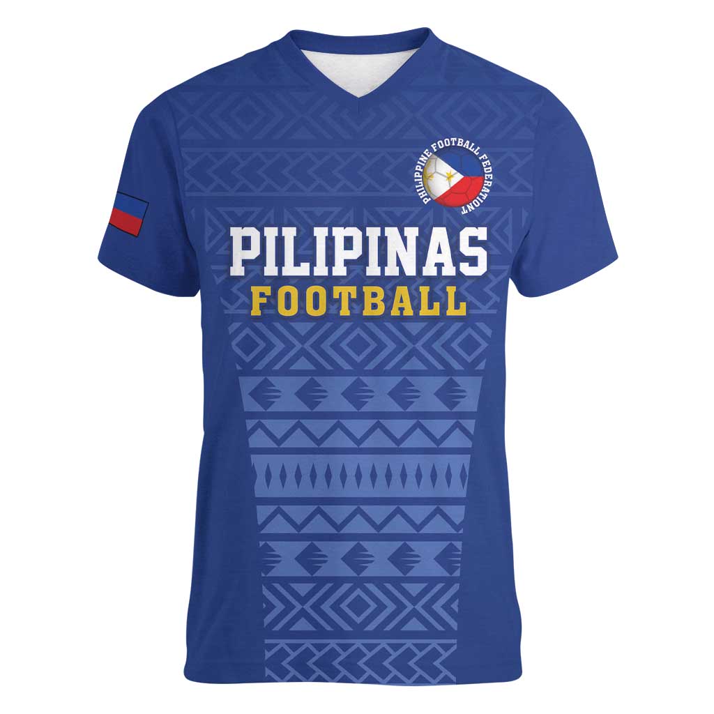 Custom Philippines Football Women V-Neck T-Shirt Pambansang koponan ng futbol ng Pilipinas