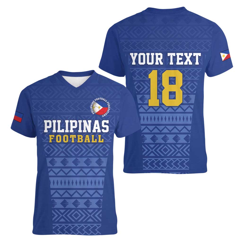 Custom Philippines Football Women V-Neck T-Shirt Pambansang koponan ng futbol ng Pilipinas