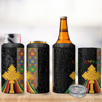 Ethiopia Lion Cross 4 in 1 Can Cooler Tumbler Habesha Heritage Style