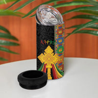 Ethiopia Lion Cross 4 in 1 Can Cooler Tumbler Habesha Heritage Style