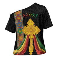 Ethiopia Lion Cross Cross Shoulder Shirt Habesha Heritage Style