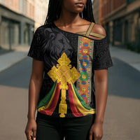 Ethiopia Lion Cross Cross Shoulder Shirt Habesha Heritage Style