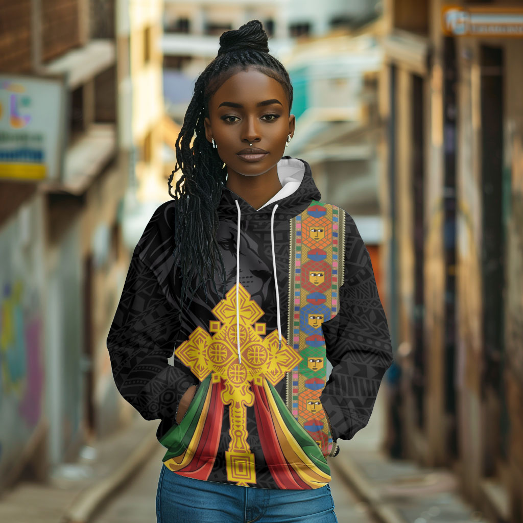 Ethiopia Lion Cross Hoodie Habesha Heritage Style