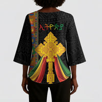Ethiopia Lion Cross Kimono Sleeve Blouse Habesha Heritage Style