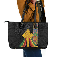 Ethiopia Lion Cross Leather Tote Bag Habesha Heritage Style