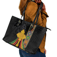 Ethiopia Lion Cross Leather Tote Bag Habesha Heritage Style