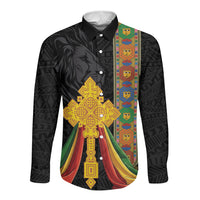 Ethiopia Lion Cross Long Sleeve Button Shirt Habesha Heritage Style