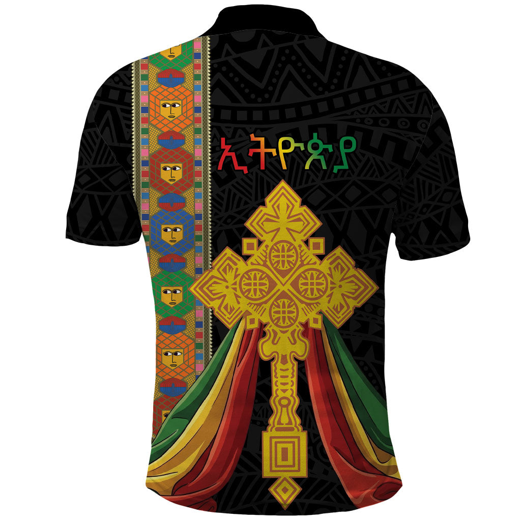 Ethiopia Lion Cross Polo Shirt Habesha Heritage Style