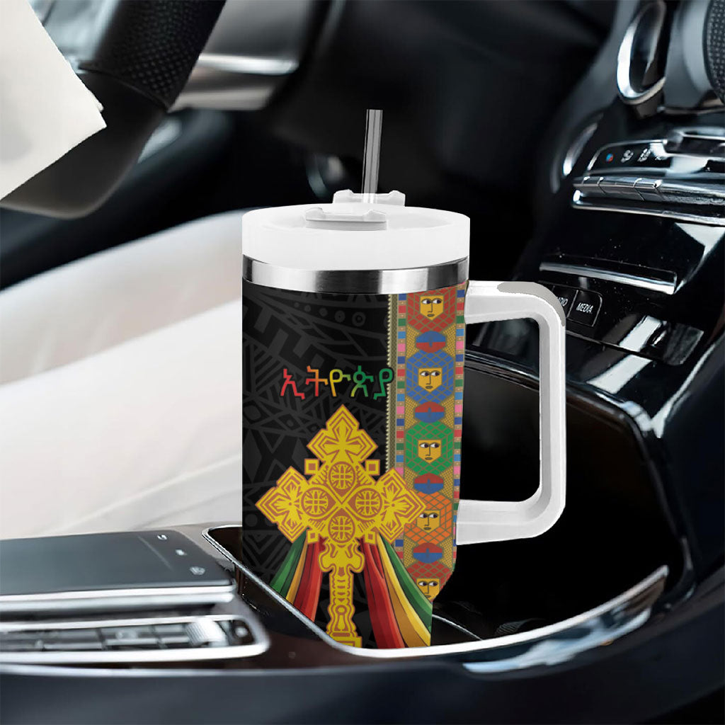 Ethiopia Lion Cross Tumbler With Handle Habesha Heritage Style