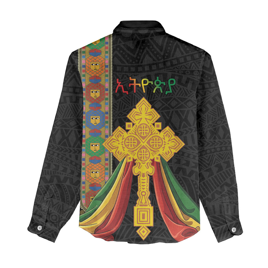 Ethiopia Lion Cross Women Casual Shirt Habesha Heritage Style