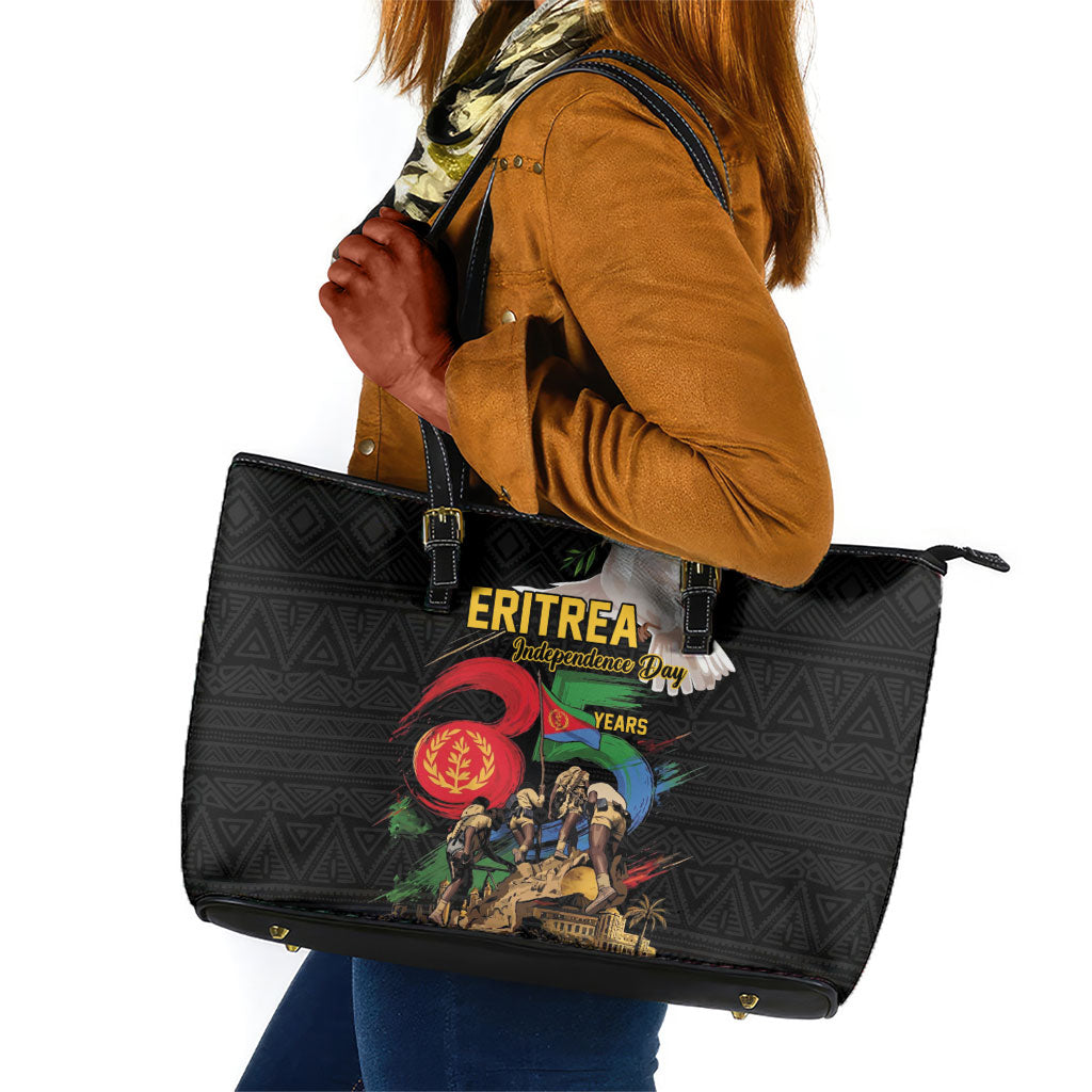 Eritrea Independence 35 Years Leather Tote Bag Freedom Fighters Heritage