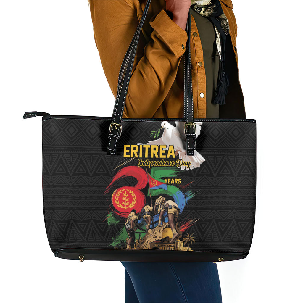 Eritrea Independence 35 Years Leather Tote Bag Freedom Fighters Heritage