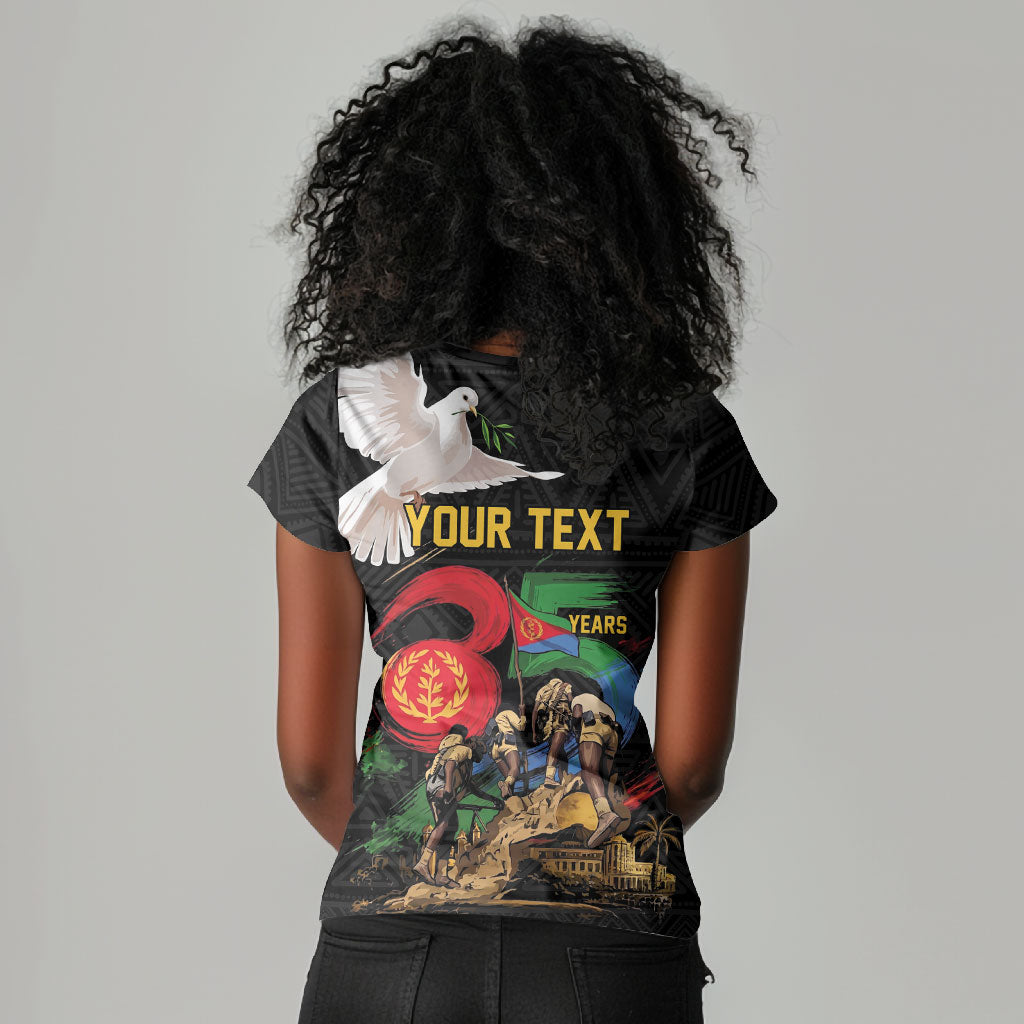 Personalized Eritrea Independence 35 Years Women V-Neck T-Shirt Freedom Fighters Heritage