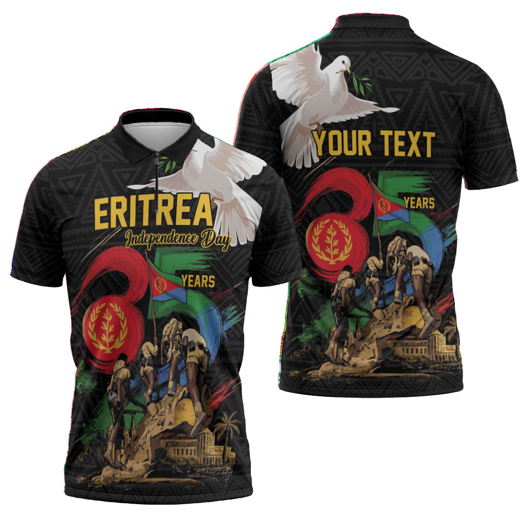 Personalized Eritrea Independence 35 Years Zipper Polo Shirt Freedom Fighters Heritage