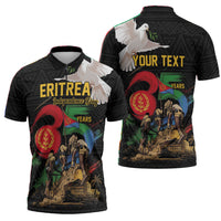 Personalized Eritrea Independence 35 Years Zipper Polo Shirt Freedom Fighters Heritage