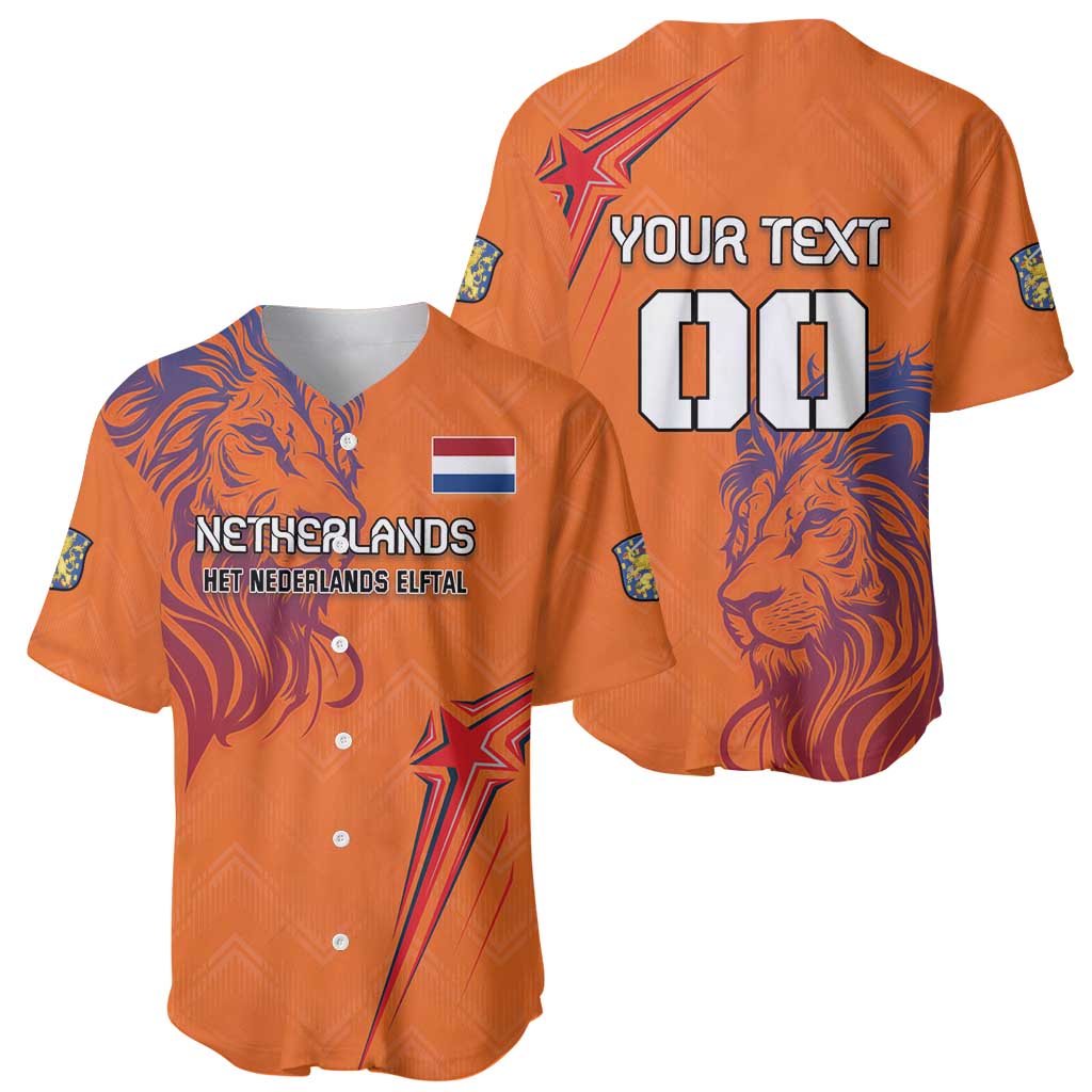 Custom Netherlands Football Baseball Jersey Oranje Lion - Wonder Print Shop