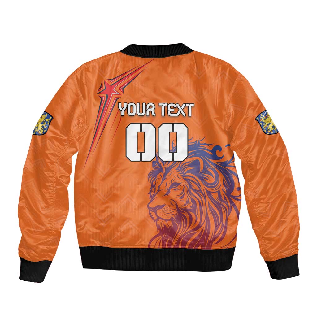 Custom Netherlands Football Bomber Jacket Oranje Lion - Wonder Print Shop