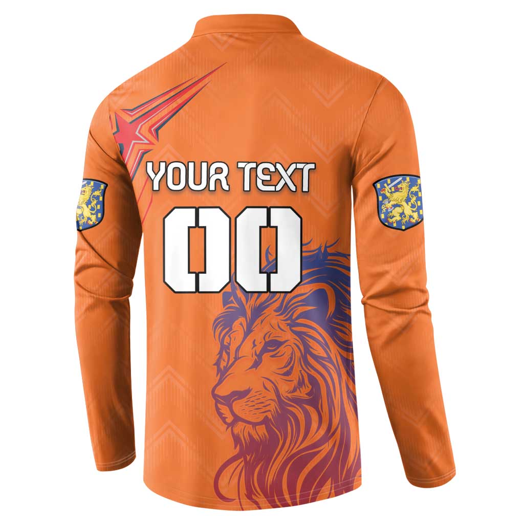 Custom Netherlands Football Button Sweatshirt Oranje Lion - Wonder Print Shop