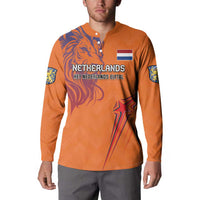 Custom Netherlands Football Button Sweatshirt Oranje Lion - Wonder Print Shop