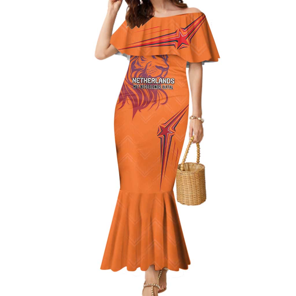 Custom Netherlands Football Family Matching Mermaid Dress and Hawaiian Shirt Oranje Lion - Wonder Print Shop