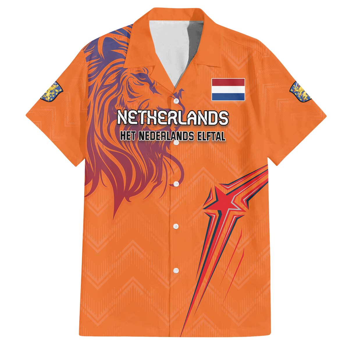 Custom Netherlands Football Family Matching Off The Shoulder Long Sleeve Dress and Hawaiian Shirt Oranje Lion - Wonder Print Shop