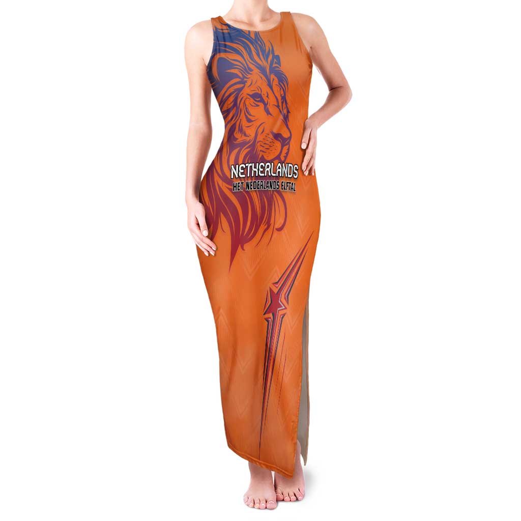 Custom Netherlands Football Family Matching Tank Maxi Dress and Hawaiian Shirt Oranje Lion - Wonder Print Shop