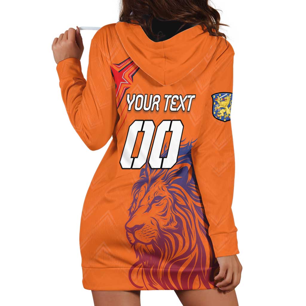 Custom Netherlands Football Hoodie Dress Oranje Lion - Wonder Print Shop