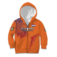 Custom Netherlands Football Kid Hoodie Oranje Lion - Wonder Print Shop