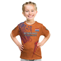 Custom Netherlands Football Kid T Shirt Oranje Lion - Wonder Print Shop
