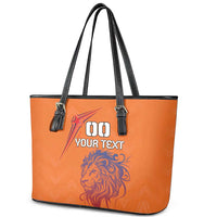 Custom Netherlands Football Leather Tote Bag Oranje Lion - Wonder Print Shop
