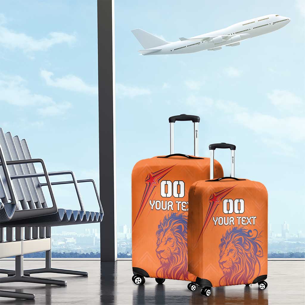 Custom Netherlands Football Luggage Cover Oranje Lion - Wonder Print Shop