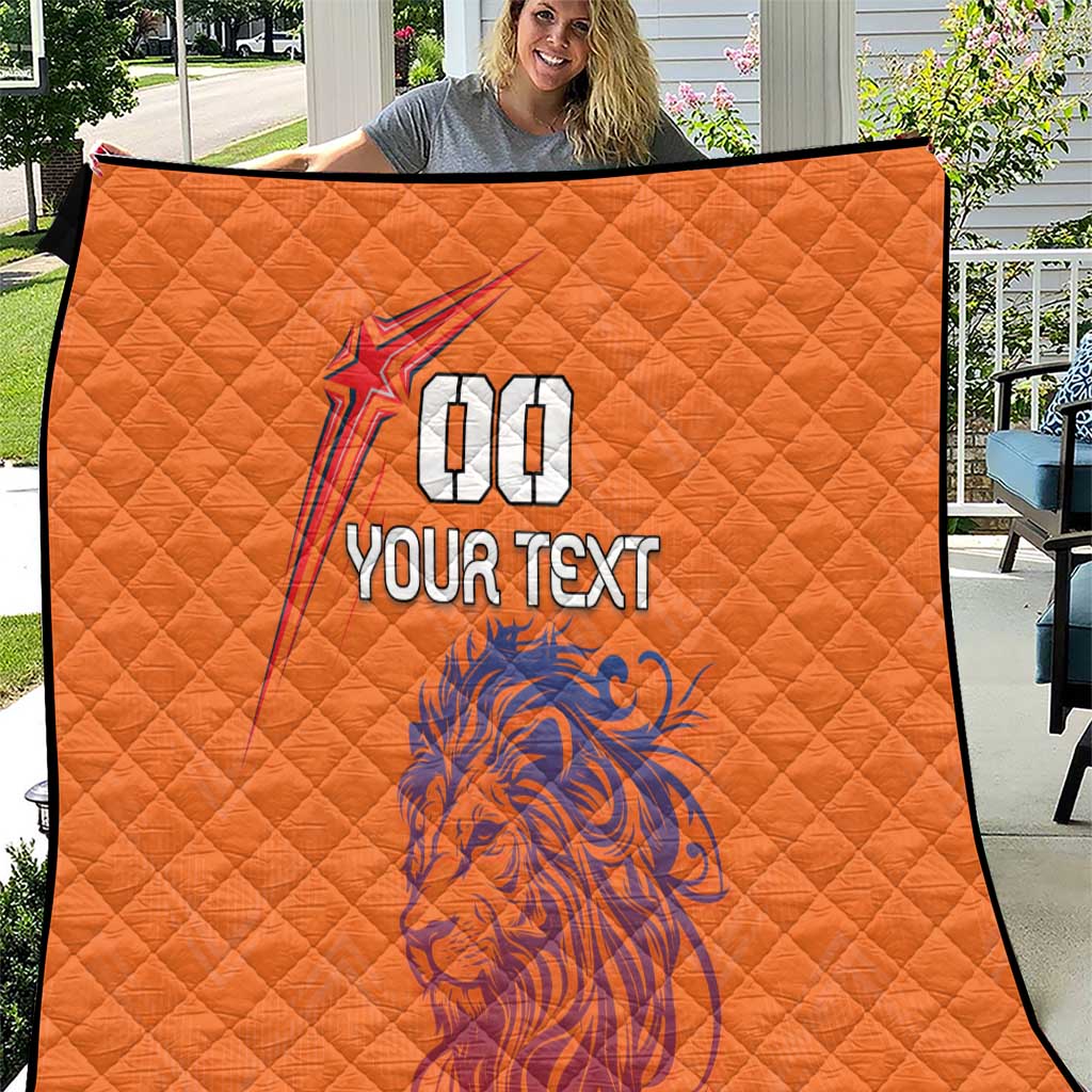 Custom Netherlands Football Quilt Oranje Lion - Wonder Print Shop