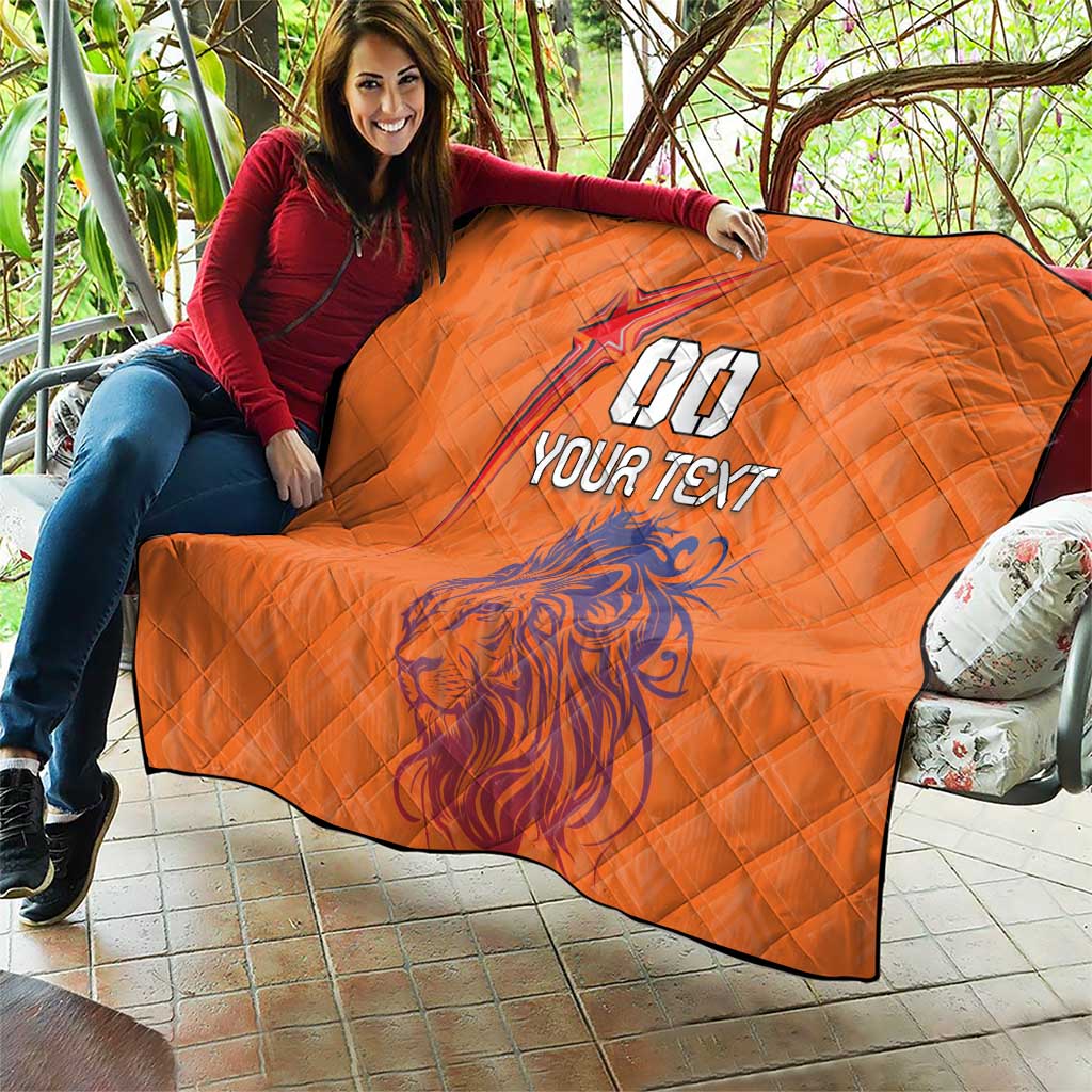 Custom Netherlands Football Quilt Oranje Lion - Wonder Print Shop