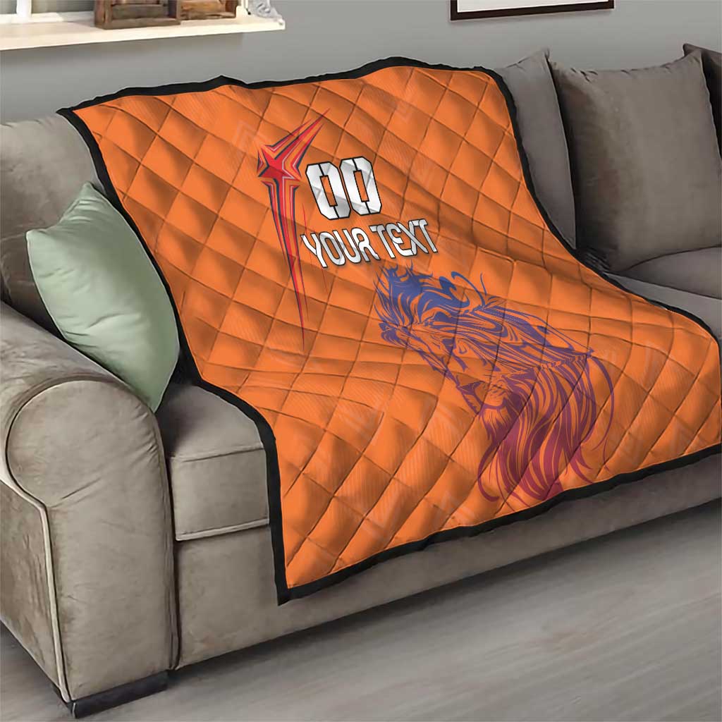 Custom Netherlands Football Quilt Oranje Lion - Wonder Print Shop