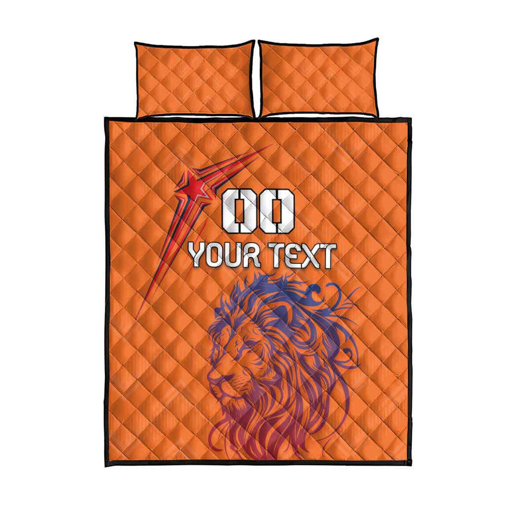 Custom Netherlands Football Quilt Bed Set Oranje Lion - Wonder Print Shop