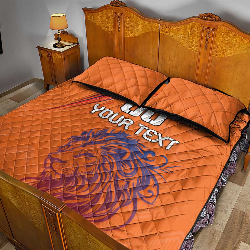 Custom Netherlands Football Quilt Bed Set Oranje Lion - Wonder Print Shop