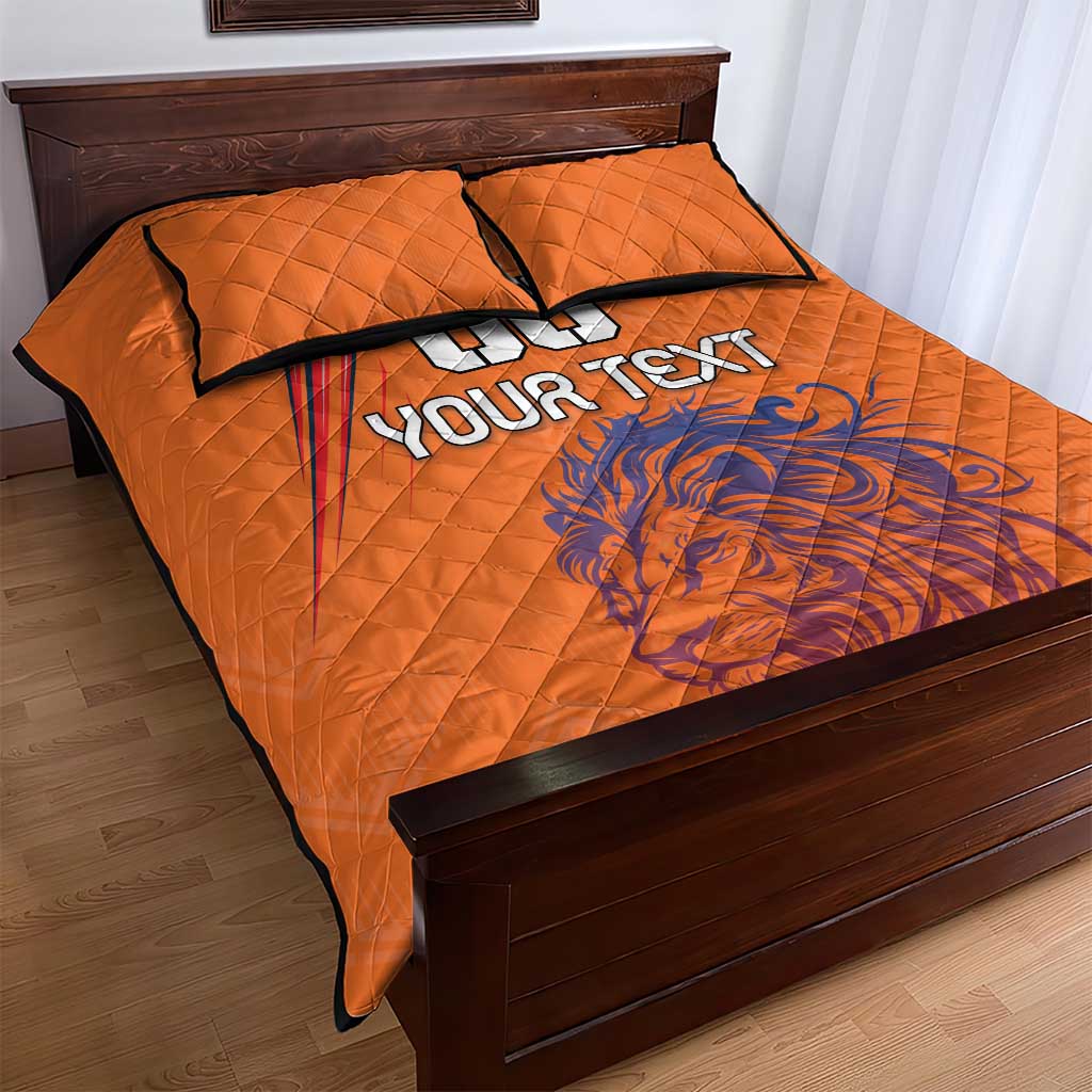 Custom Netherlands Football Quilt Bed Set Oranje Lion - Wonder Print Shop