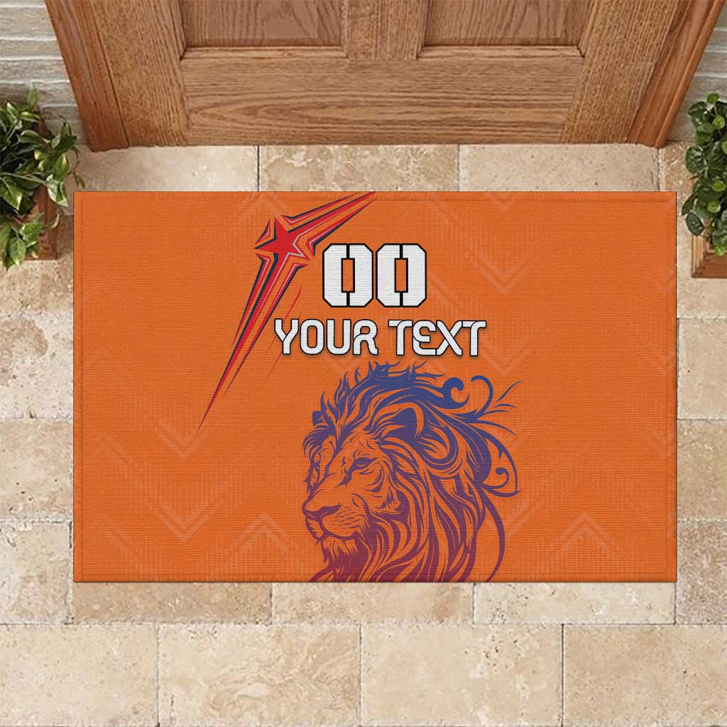 Custom Netherlands Football Rubber Doormat Oranje Lion - Wonder Print Shop