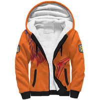 Custom Netherlands Football Sherpa Hoodie Oranje Lion - Wonder Print Shop